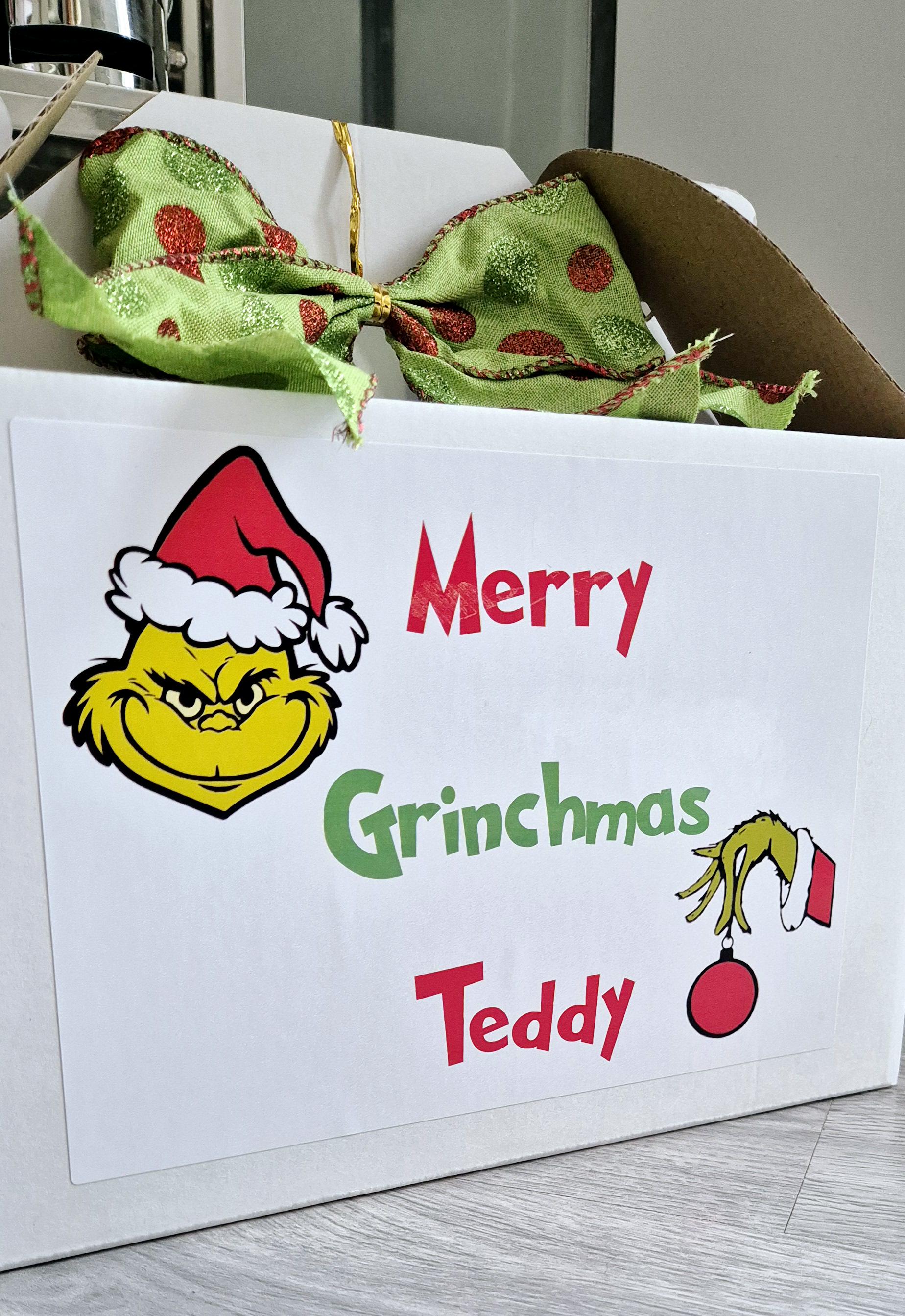 Grinch inspired gable gift box- prefilled grinch gift box - personalised gift