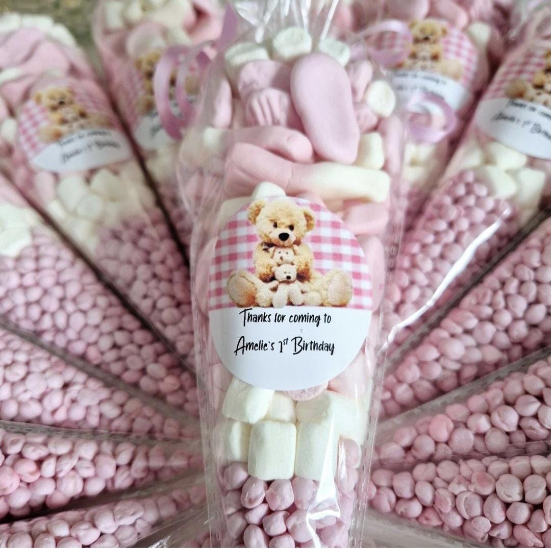 Teddy bear picnic party cones - personalised cones