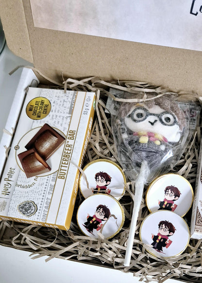 Wizard inspired gift box- Potter-inspired- chocolate bar- lollipop