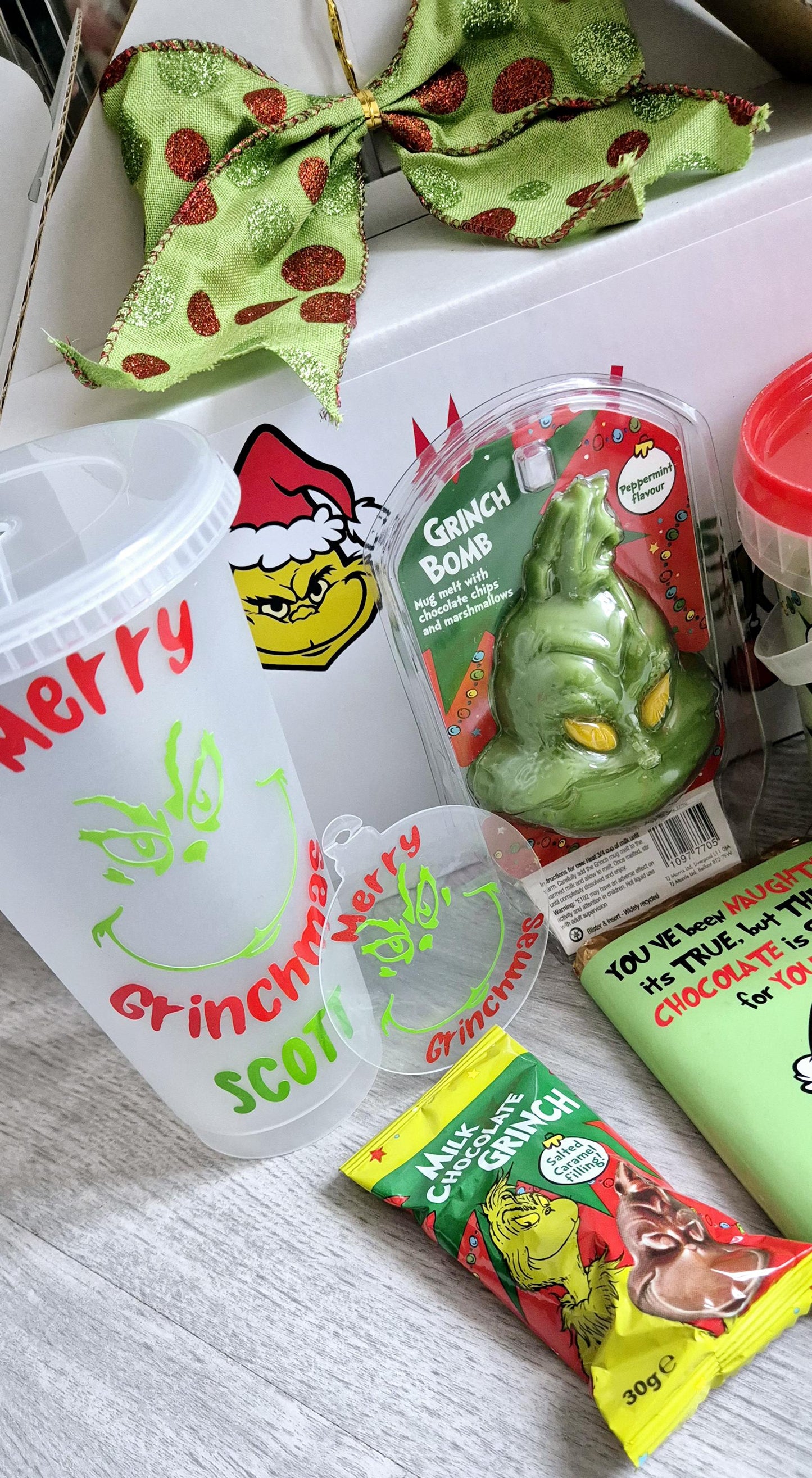 Grinch inspired gable gift box- prefilled grinch gift box - personalised gift