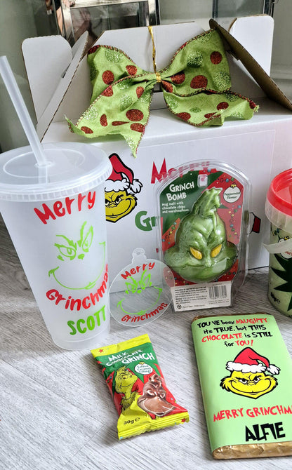 Grinch inspired gable gift box- prefilled grinch gift box - personalised gift