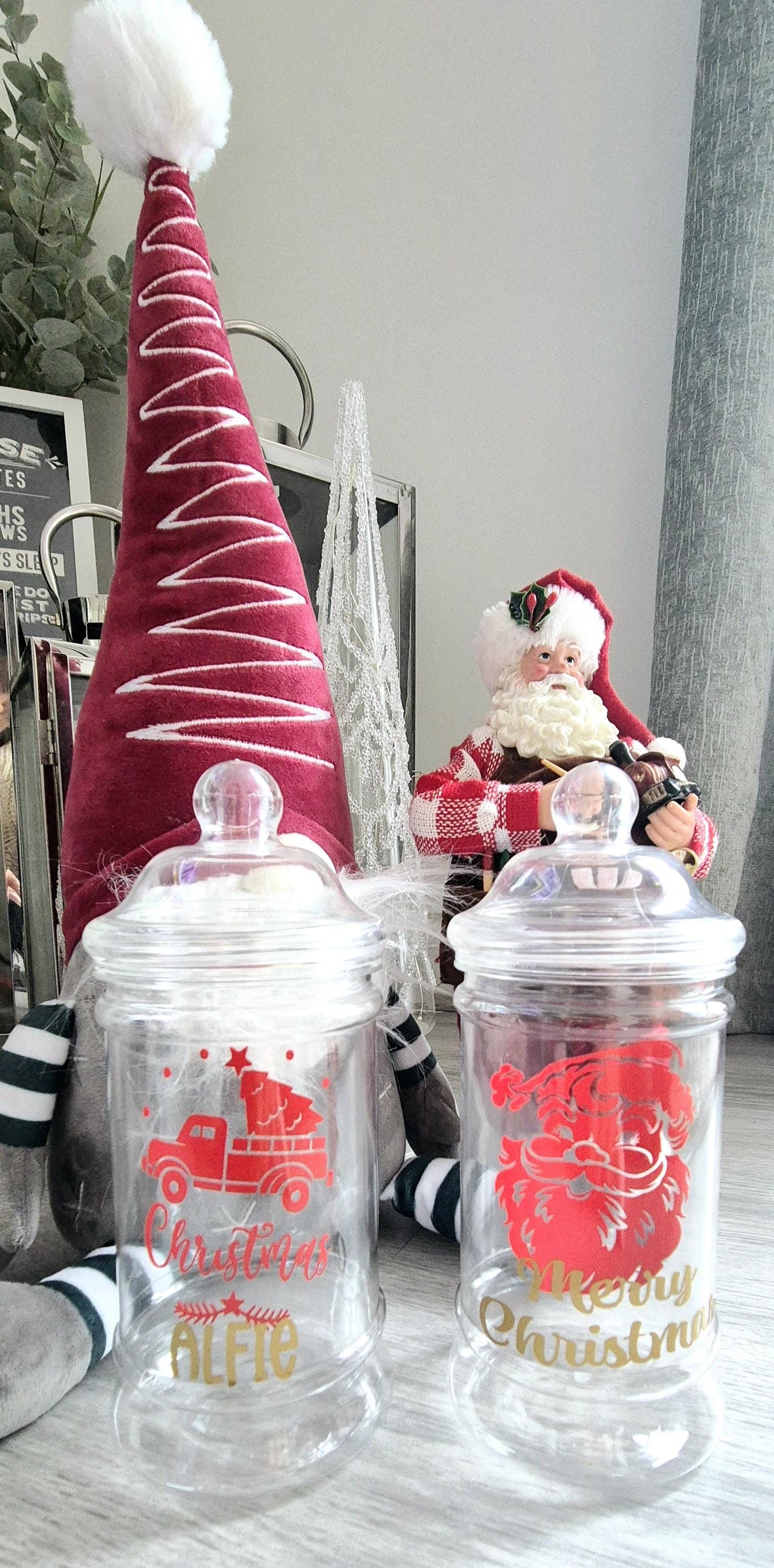 Personalised Christmas sweet jars- Personalised Christmas jars- stocking filler - Christmas eve box