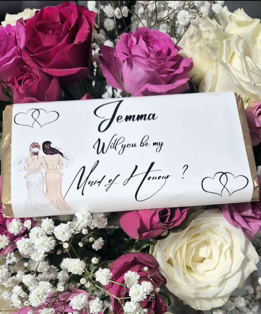 Personalised chocolate bar - Maid of honour personalised gift