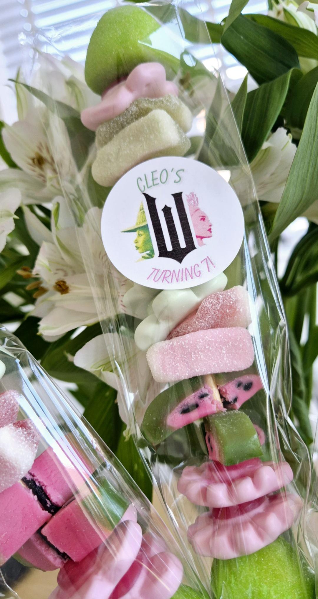 Wicked-inspired sweet kebabs- sweet kebabs- party favours