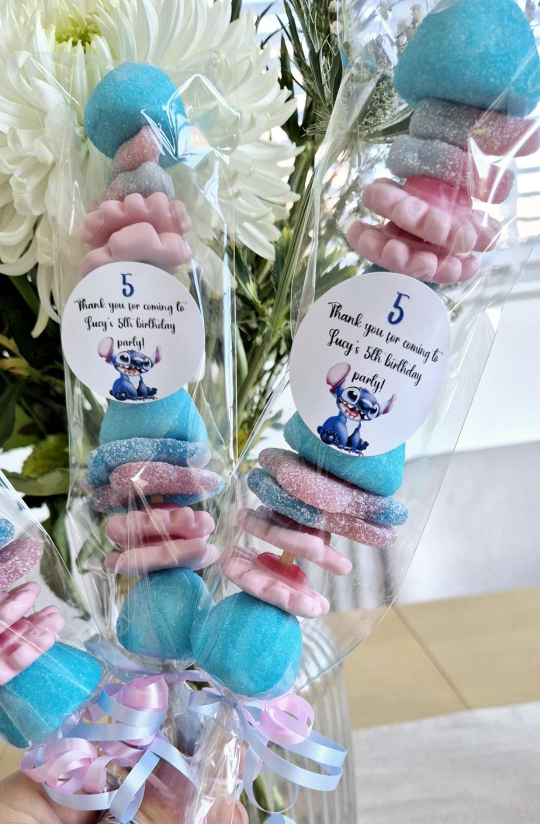 Stitch-inspired sweet kebabs- sweet kebabs- party favours