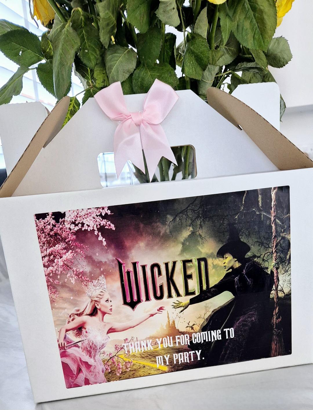 Wicked themed personalised party boxes - party boxes