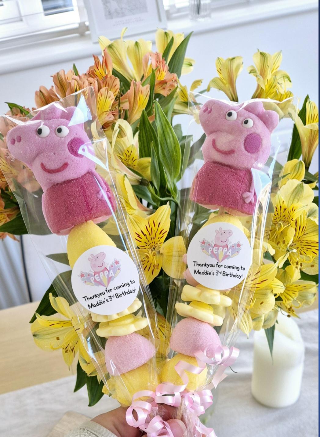 PIG inspired sweet kebabs- Party favours -.Sweet Kebabs