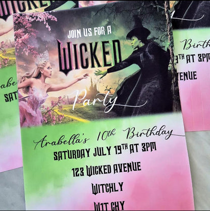 Wicked-themed party invitations- party invites - invitations