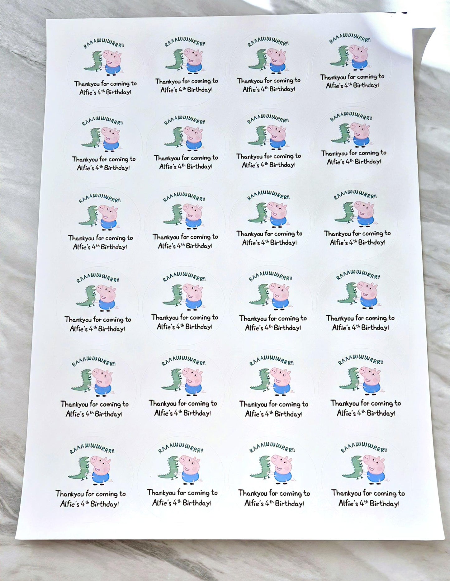 PIG inspired sticker- 24 Glossy- Pig label-stickers- 45mm circular stickers a4 sheet - 24 in total